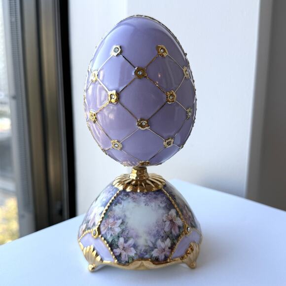 Ardleigh Elliott Porcelain Egg Music Box Amethyst Vision by Lena Liu Hummingbird - Picture 7 of 12